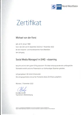 Certificado Social Media Manager (IHK)
