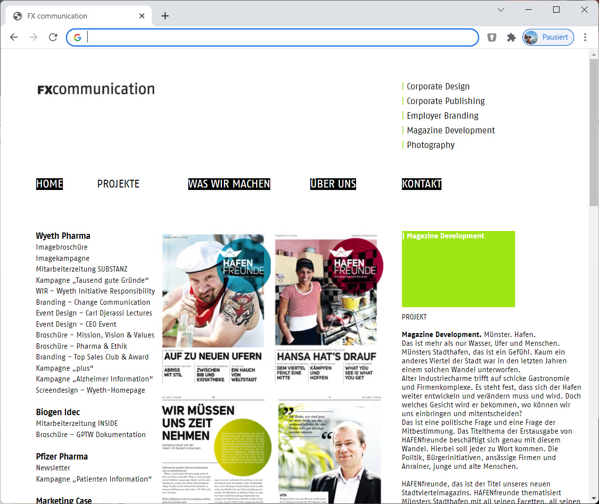 Homepage Development – FX communication.