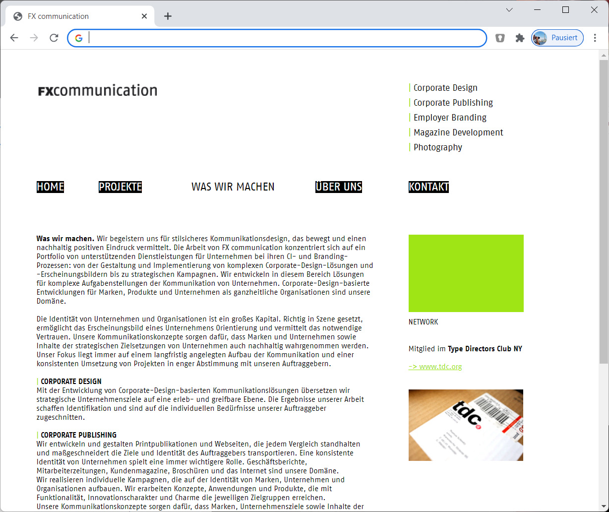 Homepage Development – FX communication.